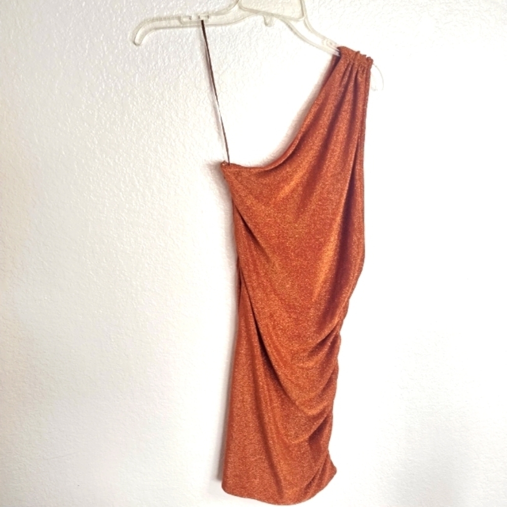 Posse Charlotte One-shoulder Mini Dress in Lurex-jersey Sz M - Picture 3 of 10
